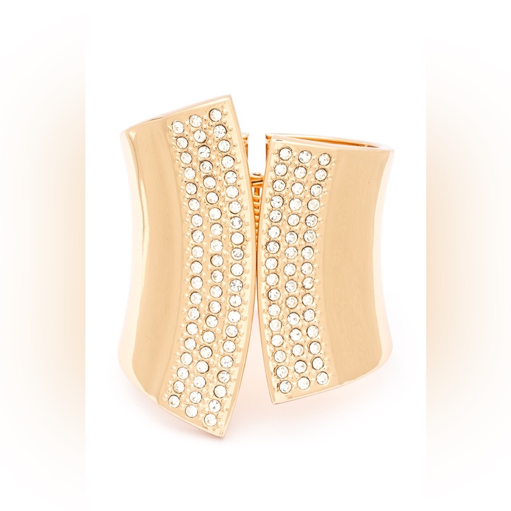 18K Gold Plated Metal Hinged Bangle Bracelet